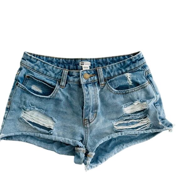 Billabong Drift Away Shorts Size 26 Cheeky Distressed Ripped Raw Hem - Picture 2 of 5